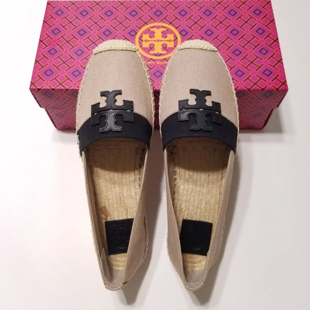 ✨NEW✨ Tory Burch Weston Flat Espadrilles in Natural/Black‎ Size 9.5, 10